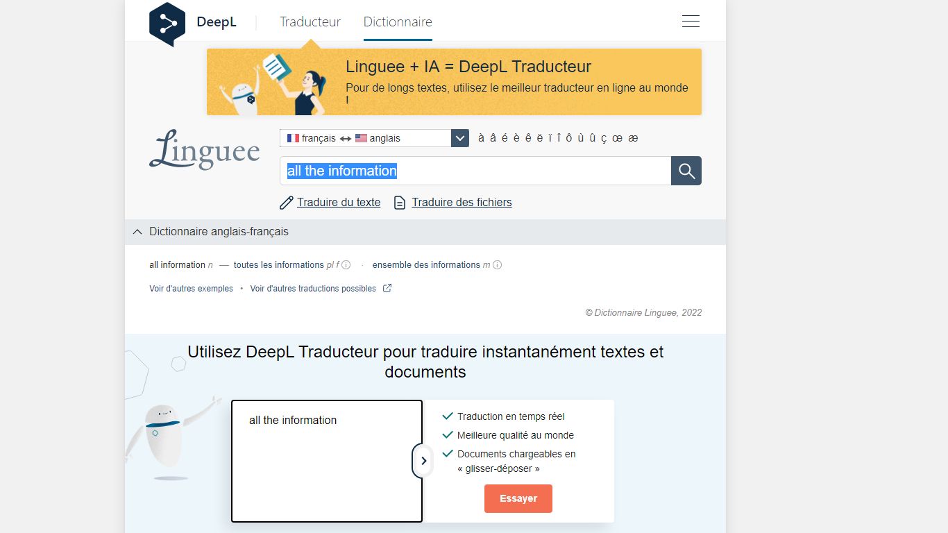 all the information - Traduction française – Linguee